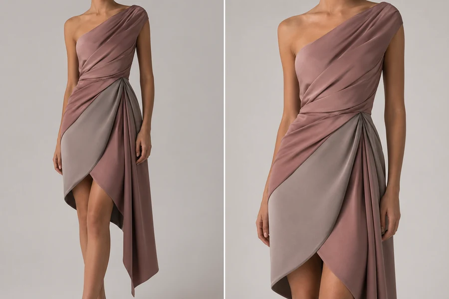 Robe cocktail asymétrique